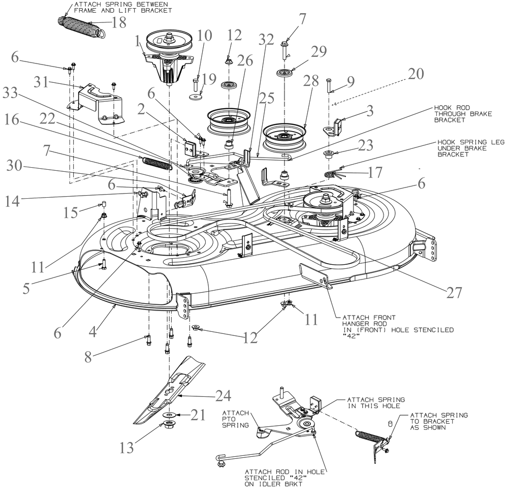 Deck Diagram and Parts List for XT1-LT42KH (13AOA9TSA10)(2022) Cub Cadet Lawn Tractor
